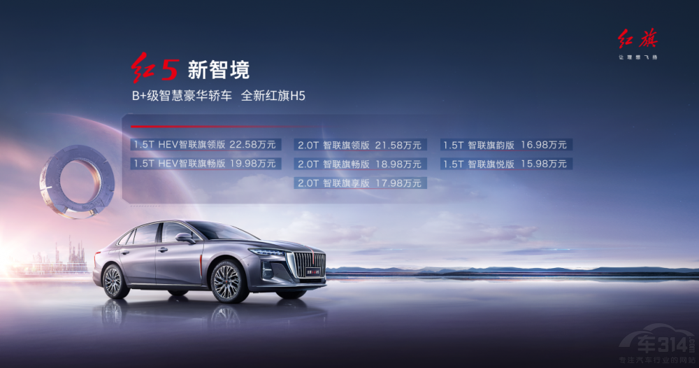 全新紅旗H5上市 定價15.98萬-22.58萬元 全新紅旗H5上市 定價15.98萬-22.58萬元